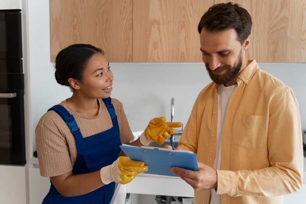 Household staff coordinating with a family at home