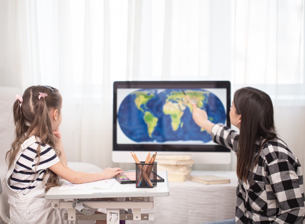 Guided home learning with a tutor and child